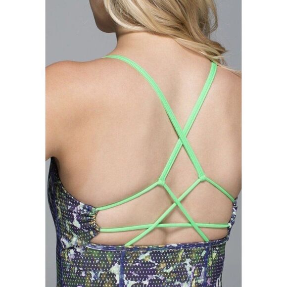 Lululemon Dancing Warrior Tank Top Size 2 Floral Sport White Multi Pistachio - Picture 8 of 12